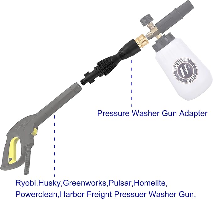 M MINGLE Foam Cannon, Compatible with Portland Husky and Ryobi Pressure Washer, with 5 Nozzle Tips, 1/4 Inch Quick Connector