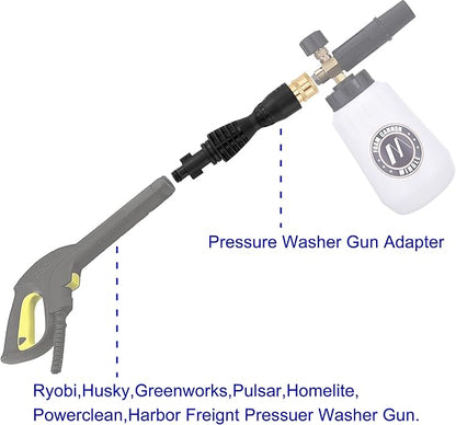 M MINGLE Foam Cannon, Compatible with Portland Husky and Ryobi Pressure Washer, with 5 Nozzle Tips, 1/4 Inch Quick Connector