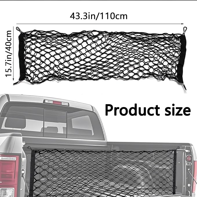 Truck Bed Cargo Net, Storage Elastic Mesh Net（43.3 * 15.7In）