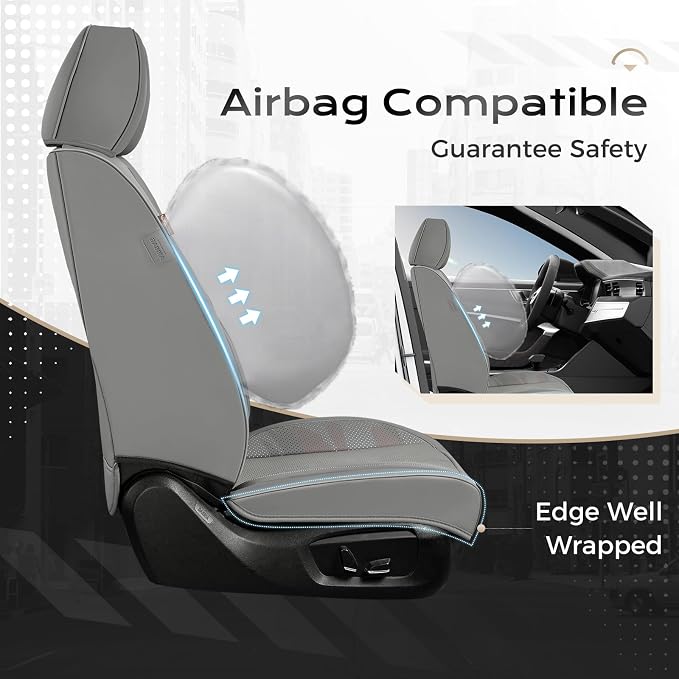 Coverado Seat Covers, Car Seat Covers Front Seats, Leather Seat Covers for Cars, Car Seat Protector Waterproof, Gray Car Seat Cushion, Front Carseat Cover Universal Fit for Most Cars Camo