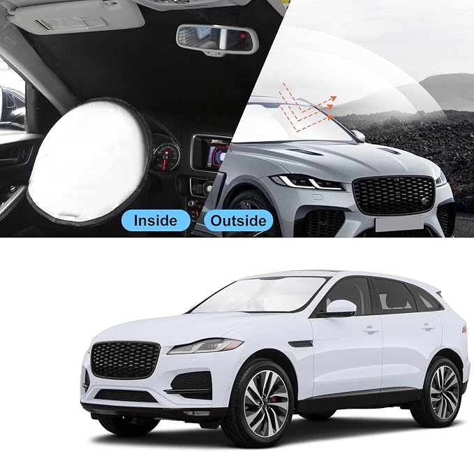 TINGLU Sun Shade for Jaguar F-Pace F Pace 2016-2025 2026 Accessories Windshield Sun Shade Window Shade UV Rays Protection Sun Visor Cover with Steering Wheel Sunshade Storage Bag