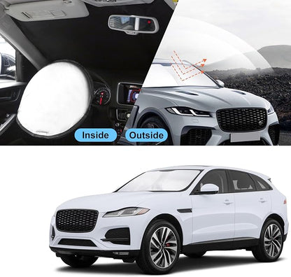 TINGLU Sun Shade for Jaguar F-Pace F Pace 2016-2025 2026 Accessories Windshield Sun Shade Window Shade UV Rays Protection Sun Visor Cover with Steering Wheel Sunshade Storage Bag