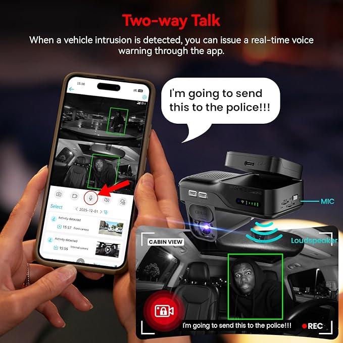 4G LTE Dash Cam with Live View, 2K+1080P Front Inside Anti-Theft Car Camera Live Streaming, Instant Alert via App, Cloud & SD Storage, IR Night Vision, No Screen, 24/7 Parking Mode, GPS, OBD