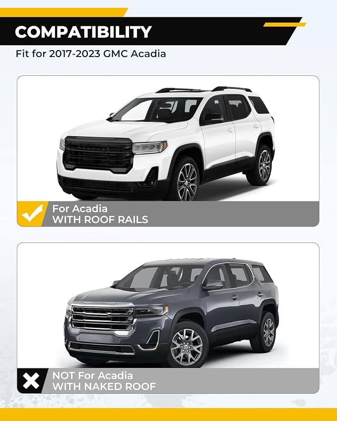 265LBS Lockable Cross Bars Roof Rack Fit for GMC Acadia 2017-2023 Aluminum Crossbars Cargo Bar Luggage Baggage Carrier Rooftop Accessories, for Storage Bag Kayak Snowboard Canoe Bike