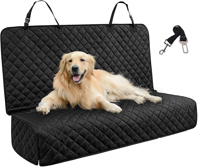 JSTHT Dog Car Seat Cover for Back Seat Waterproof Bench Seat Cover Protector Nonslip Durable Soft Pet Dog Back Seat Cover for Car, Truck, & SUV (Black)