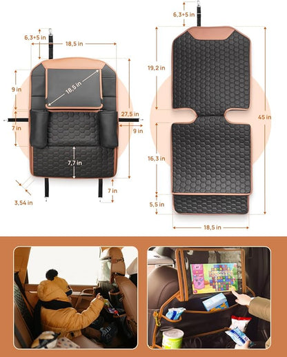 Owleys Set Seat Back Organizer & Car Seat Protector Hexy Waterproof & Non-Slip Protector for Child Car Cushion for Leather and Fabric Seats (Hexy Set 1)