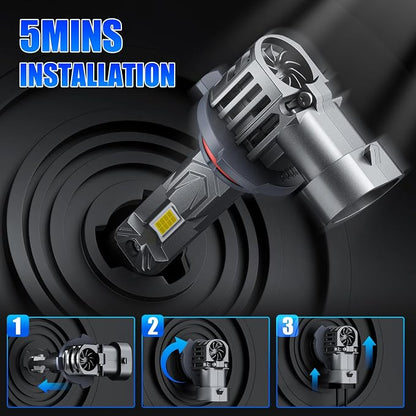 rimthin 9006 Bulb, 9006/HB4 Fog Bulb, Cool White Light Bulb with Cooling Fan, Plug-N-Play, IP67, Pack of 2