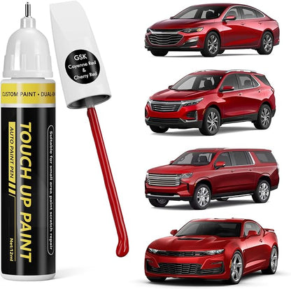 (Cherry Red/Cayenne Red (GSK) Car Touch Up Paint for GMC, Car Paint Scratch Repair Kit, Quick & Easy Solution, 2 in 1 Scratch Remover Pen with Color-Matched