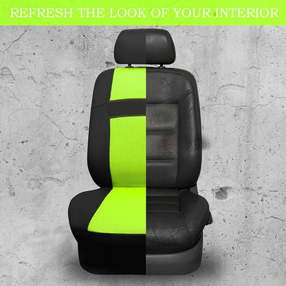 CAR PASS Seat Cover Full Sets, 3D Air Mesh Car Seat Cover with 5mm Composite Sponge Inside,Airbag Compatible Universal Fit for SUV,Vans,sedans, Trucks, Automotive Interior Covers(Lime Green)