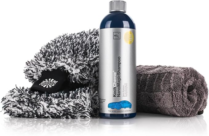 The Rag Company - Premium Essential Car Wash Kit Set - Scratch-Free Wash & Dry System with Korean Microfiber Drying Towel, Wash Mitt + Pad & Car Shampoo (4 Piece Kit)