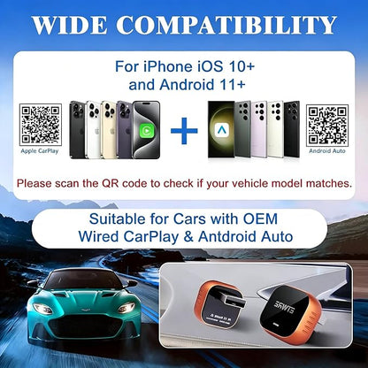 Wireless CarPlay Adapter 2026 for iPhone iOS 10+ – 98% Compatible with Factory Wired CarPlay 2016+, 2.4G/5G Dual Band, No App Required, Plug & Play Auto Reconnect