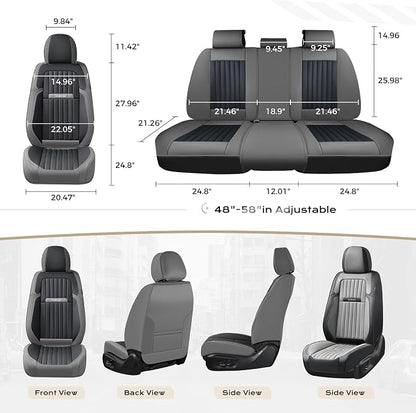 Coverado Car Seat Covers Front Seats, Seat Covers for Cars, Car Seat Protector, 2-Pack Car Seat Cushion Nappa Leather, Waterproof Seat Covers Carseat Cover Universal Fit for Most Cars(Gray&Black)
