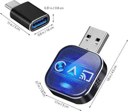 Ciieeo 3-in-1 Wireless Car Adapter with USB a to C Connector Screen Mirroring Adapter for Auto and Wireless Phone Connection for Navigation and Media Streaming Compact Gadget