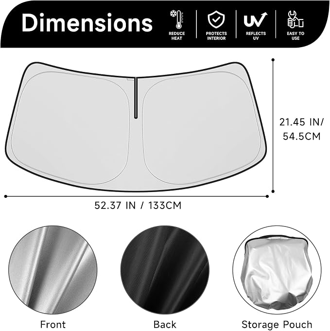Windshield Sunshade Compatible for 2015-2023 2024 2025 BMW Mini Cooper F55 Accessories Front Window Shield Sun Visor Protector Foldable Blocks UV Rays