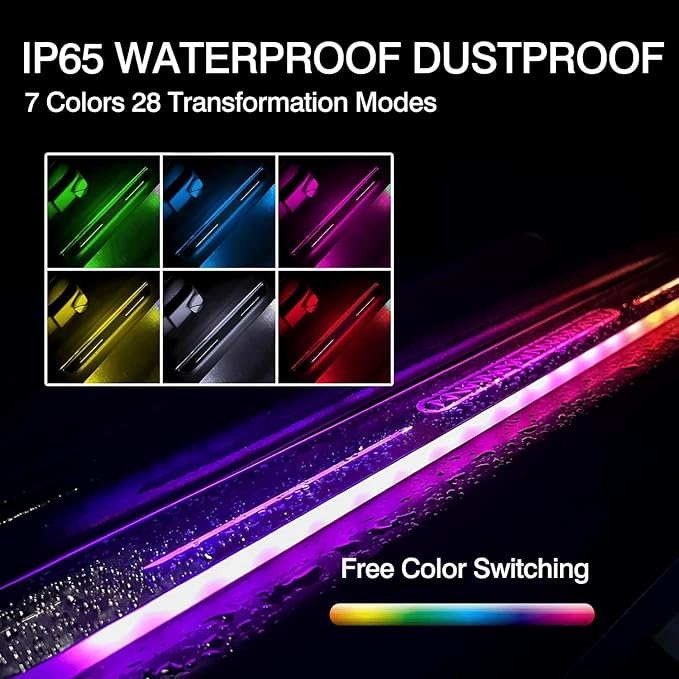 Car Door Sills Led Magnetic, Custom Logo Or Text Led Door Sills for Car, Compatible with Most Models, 7 Colors/28 Change Modes, Auto-Sensing, Welcome Courtesy Lights