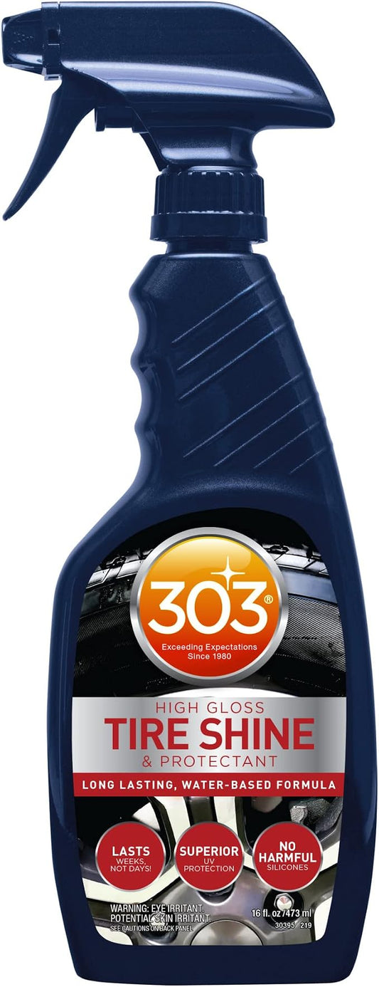 303 Products High Gloss Tire Shine And Protectant - Long Lasting, Water Based Formula - Lasts For Weeks - No Harmful Silicones - Lasts Weeks Not Days, 16 fl. oz. (30395CSR) Packaging May Vary