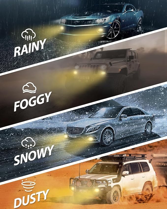 SEALIGHT 5202 LED Fog Light Bulbs Yellow, 12000LM 24W Strong Penetration 5202 5201 PS19W PS24W Fog Light Bulbs LED, 3000K Amber Yellow Fog Lights LED with 5530 CSP Chips. Pack of 2