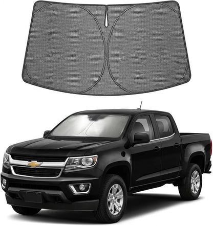 Proadsy Windshield Sun Shade Custom Fit Chevrolet Colorado 2023-2026 Ice Crystal Black Front Window Sunshade UV and Heat Blocker Foldable Visor Keeps Car Cooler for Summer Parking and Daily Use
