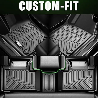 VIWIK Car Floor Mats for Nissan Pathfinder 2022 2023 2024 8 seat & for Infiniti QX60 2022-2024 7 Seat, TPE Rubber All Weather Car Mats Custom Floor Liners for 2022-2024 Pathfinder