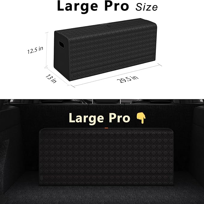 GMQ Car Trunk Organizer for SUV,Car Organizers and Storage with Collapsible Storage, Magnetic Lid Large Capacity for SUV, Truck, MPV (3D-Black, XXL-29.5×13×12.5 IN)