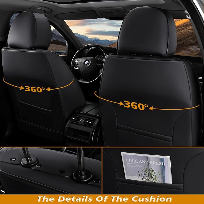 Coverado Car Seat Covers, Car Seat Covers Front Seats, 2-Pack Front Seat Cover, Nappa Leather Waterproof Seat Covers, Car Seat Protectors, Automotive Seat Covers Universal Fit for Most Vehicles
