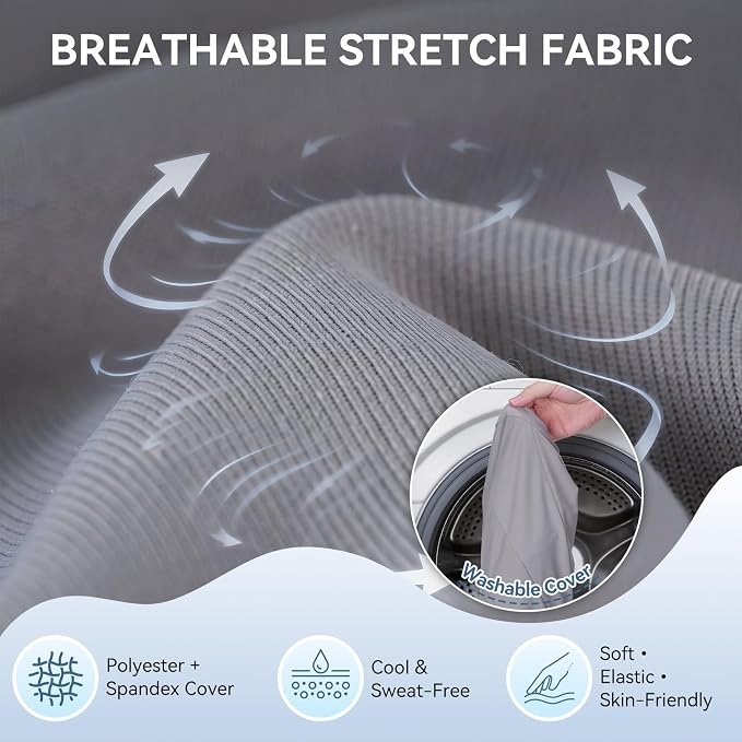 Large Lumbar Support Pillow for Office Chair, Ergonomic Low Back Support Promotes Back Pain Relief, Memory Foam Lumbar Pillow Cushion for Car, Sofa, Adjustable Strap Breathable Cover, Grey