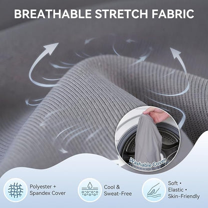Large Lumbar Support Pillow for Office Chair, Ergonomic Low Back Support Promotes Back Pain Relief, Memory Foam Lumbar Pillow Cushion for Car, Sofa, Adjustable Strap Breathable Cover, Grey