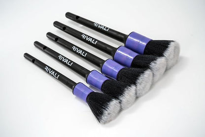 Rivali Car Care Premium 5-Piece Interior Detailing Brush Set - Ultra Soft Scratch-Free Brushes for Leather, Alcantara, Dashboards, Air Vents & Screens - Professional Car Interior Cleaning Kit
