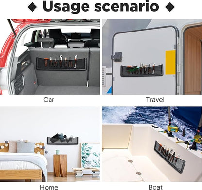 Frienda 2 Pcs Boat Storage Net Bag, ABS Plastic Car Framed Mesh Net Holder, Phone & Cargo Organizer with Screws for Auto, Rv, Boat, Pontoon, Truck Pocket Storage (32 x 8 Inch)