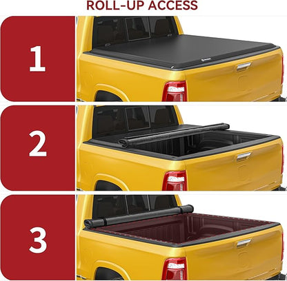 YITAMOTOR Soft Roll Up Truck Bed Tonneau Cover Compatible with 2009-2024 Dodge Ram 1500 (19-24 Classic ONLY), Fleetside 5.7 ft Bed Without Rambox