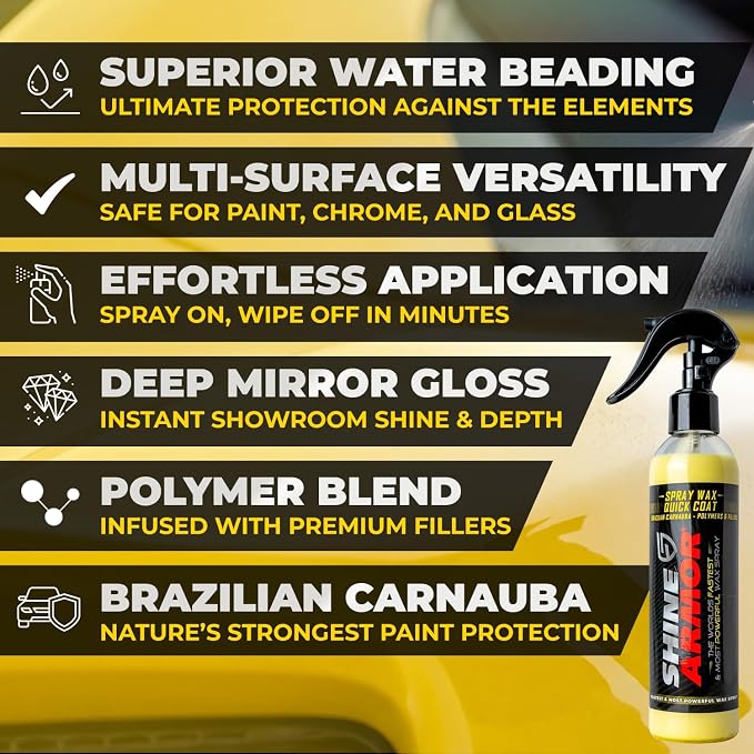 Car Spray Wax for Car Detailing - Quick and Easy Carnauba Liquid Car Wax Spray for Instant Gloss and Protection - Multi Surface Premium Brazilian Carnauba Car Wax Polish for All Vehicle Types