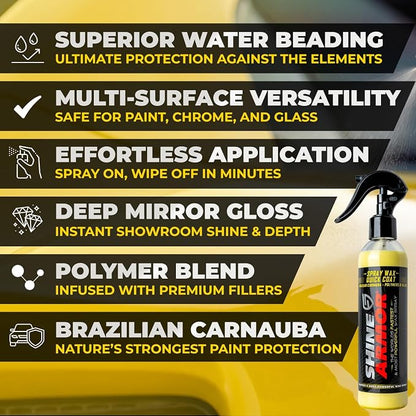 Car Spray Wax for Car Detailing - Quick and Easy Carnauba Liquid Car Wax Spray for Instant Gloss and Protection - Multi Surface Premium Brazilian Carnauba Car Wax Polish for All Vehicle Types