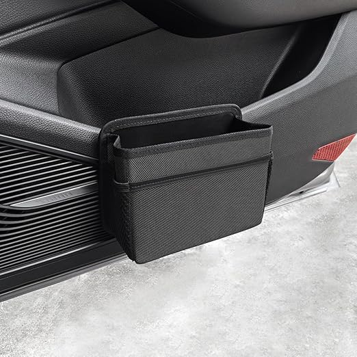 Car Trash Can, Foldable Multifunctional Hanging Storage Box Trash Can with a Roll of Garbage Bag, Multi Pocket Design Suitable for Car, Home, and Office Car Trash Cans (Black)