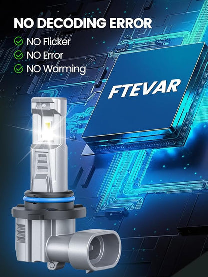 9005/HB3 LED Bulbs, High Beam, Fanless, Plug and Play, Pack of 2 | 30000LM Brightness, 6500K Cool White, 50,000+ Hour Lifespan, Fanless, 1:1 Mini Size, 6063 Aluminum, IP67 Waterproof