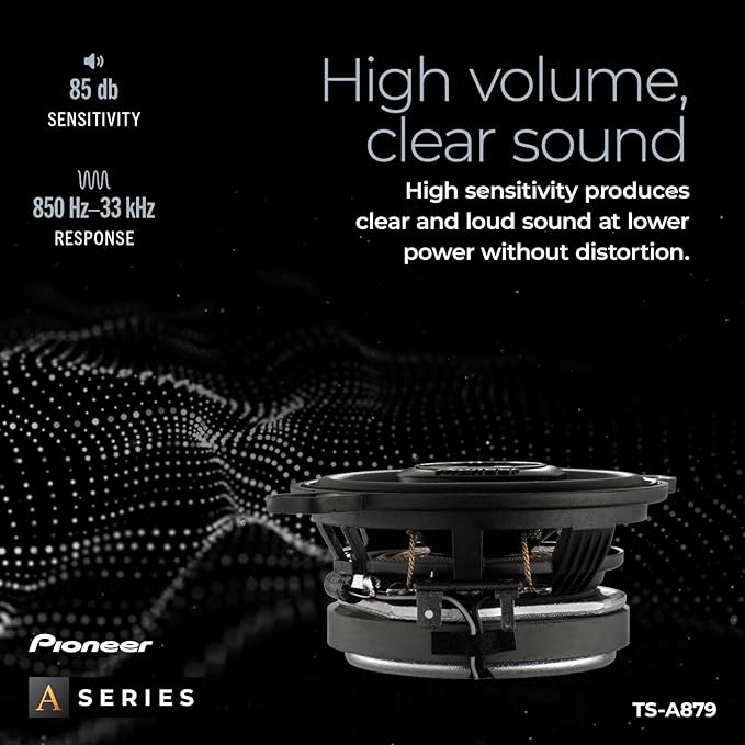PIONEER A-Series Plus TS-A879 3.5” 2-Way Speakers (Pair) – 100W RMS, 450W Max, Balanced Sound + Smooth Treble, Great Stock Replacement, Easy Installation