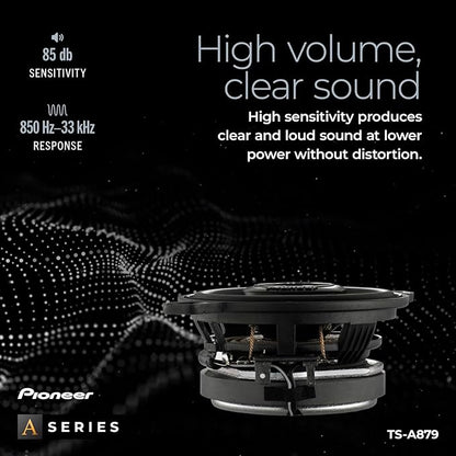 PIONEER A-Series Plus TS-A879 3.5” 2-Way Speakers (Pair) – 100W RMS, 450W Max, Balanced Sound + Smooth Treble, Great Stock Replacement, Easy Installation
