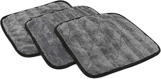 The Rag Company Gauntlet Car Drying Towel, Ultra-Absorbent 70/30 Blend Korean Microfiber, Dries Vehicles Faster Without Scratching, 900 GSM, 12x12 Inches, Ice Grey/Grey, 3-Pack