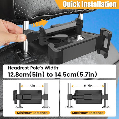 najiaxiaowu Tablet Holder for Car,ipad Headrest Mount for 5.5-18.4 Inch ipad/Phones Car Tablet Holder with 360°Rotating Adjustable Trip Essentials,Black