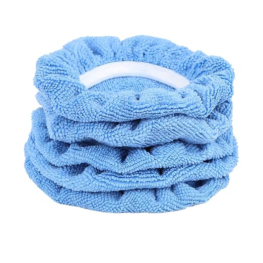 X AUTOHAUX 5pcs Car Polisher Pad Bonnet 5-6 Inch Microfiber Polishing Buffing Pad Cover