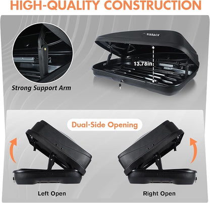 Hard Shell Rooftop Cargo Carrier with Roof Box, Heavy Duty Weatherproof 13 Cubic Feet Rooftop Cargo Carrier for Car Storage, Diamond Black
