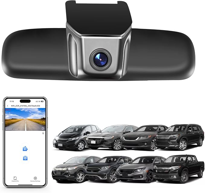 Mangoal 4K Dash Cam for Honda CRV 2007-2016, Civic 2009-2018, Accord 2008-2017, Select HRV 2016-2022, Pilot 2008-2018, Ridgeline 2009-2018, Rearview Mirror NO A Big Cover, GPS, 64GB Card