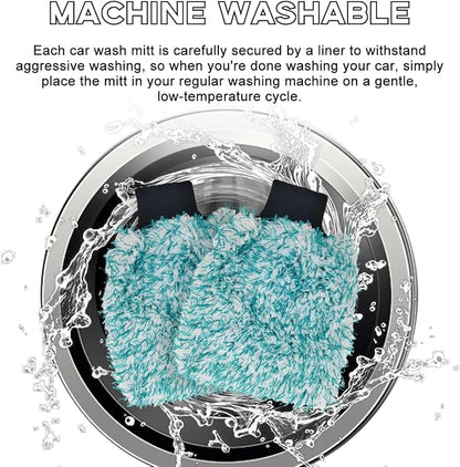 Yourkar 2 PCS Car Wash Mitt, 8"×10" Soft & Scratch-Free Premium Plush Microfiber Washing Glove, Machine Washable Lint Free Absorbent Detailing Wash Mitt, Universal Car Accessories (Green)