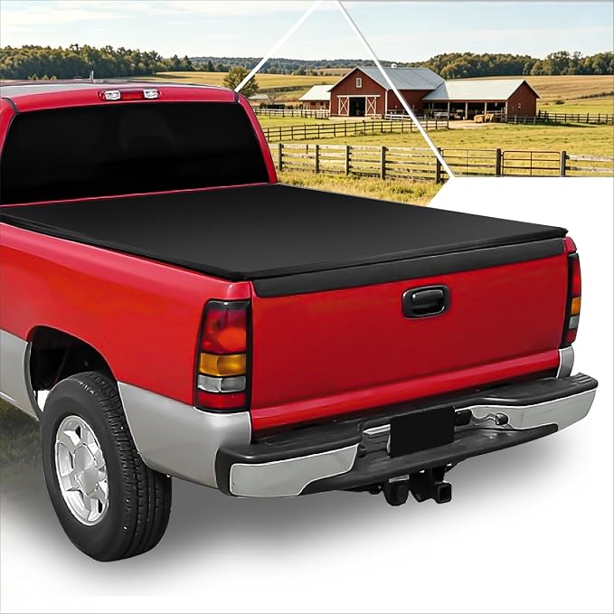 Vinyl Soft Roll Up Truck Bed Tonneau Cover Compatible with 99-07 Chevy Silverado/GMC Sierra 6.5Ft Fleetside Bed