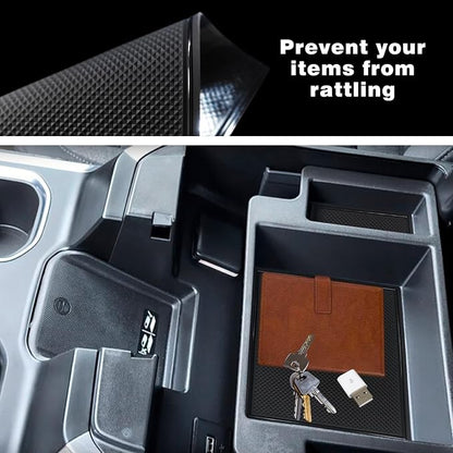 Muslogy Center Console Organizer Compatible with 2022-2026 Chevy Silverado/GMC Sierra 1500 and 2024-2026 Silverado & Sierra 2500HD 3500HD Armrest Storage Box w/Bucket Seats ONLY(OEM Tray Mats only)