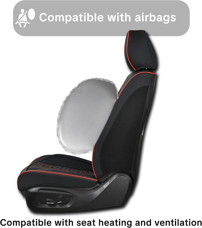 Car Seat Cover Set Interior Accessories Waterproof Leather with Lumbar Support Airbag Compatible Non-Slip 5-Piece Complete Set Pet-Friendly Car Seat Covers Fits Most Vehicle Models