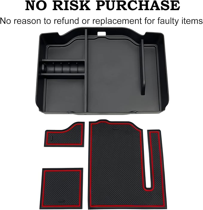 Center Console Organizer fit for Dodge RAM 1500 2500 3500 2025 2024 2023 2022 2021 2020 2019 Accessories Interior Storage Box Armrest Storage Tray (Red) NOT FIT for 40/20/40 Split Bench Seat