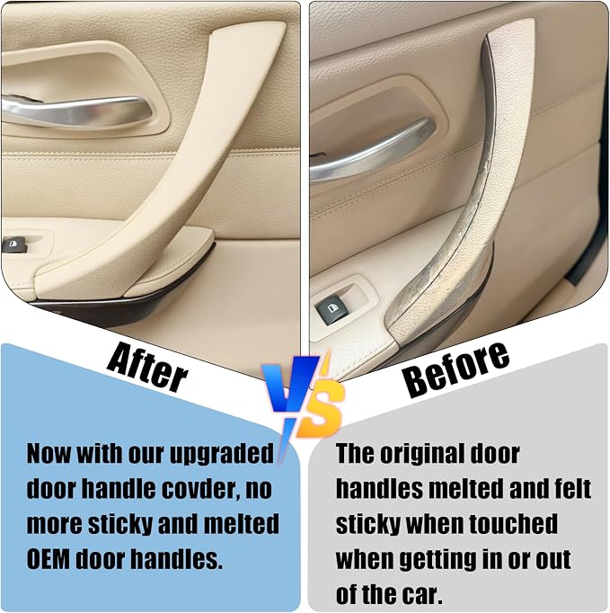 Compatible with BMW 3 Series Door Handle Replacement E90/E91/E92/E93 2004-2011,6PCS Left and Right Passenger Interior Door Pull Handle Set for BMW 318i,320i,323i,325i,328i,330i,335i(Beige)