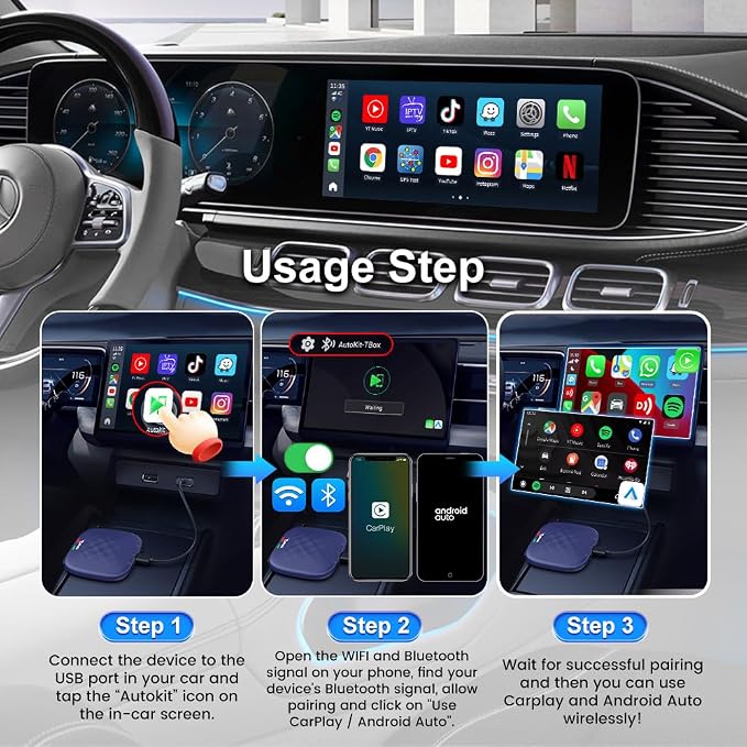 CarlinKit CarPlay Multimedia AI Box Android 13.0 System Only for Wired CarPlay Touch Screen Cars, Support Netflix YouTube Google Play ect. Wired to Wireless CarPlay Android Auto 8core 4G+64G