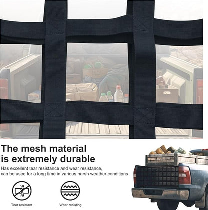 Tailgate Net - for Full Size Truck Cargo Net Compatible with Ford, Chevy, Dodge,Ram etc - Tail Gate Extender Nets for Pickup Truck Bed Accessories (50" x 15")