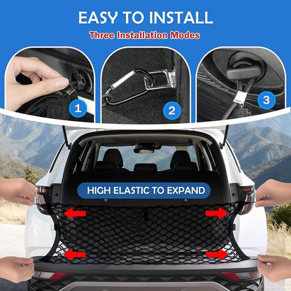 Envelope Style Cargo Net for 2024 2025 2026 Hyundai Santa Fe Accessories, Rear Trunk SUV Mesh Cargo Net, Upgraded 5mm Bungee & Double-Layer Nylon Storage Tailgate Netting Grocery&Tools Organizer